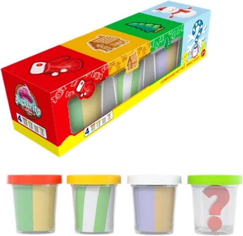 Feestelijke boetseerklei met verrassing (set van 4 stuks)