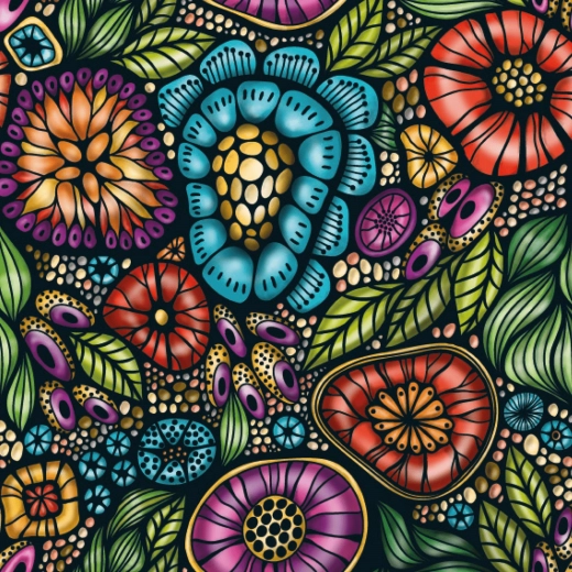 Curiosi vierkante puzzel Q Life kleurrijke bloemen 72 stukjes