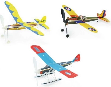 Vilac bouwpakket vliegtuig met opwindbare propeller, blauw