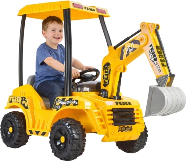 Elektrische loopauto – graafmachine FEber Super Digger 12V met verbeterde accu