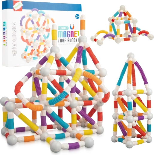 Magnetische bouwset – beweegbare buisjes, 100 delen