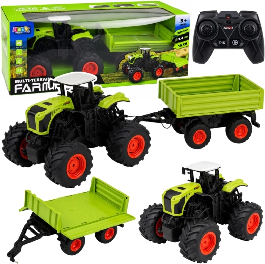 Op afstand bestuurbare tractor met kiepaanhanger 1:16