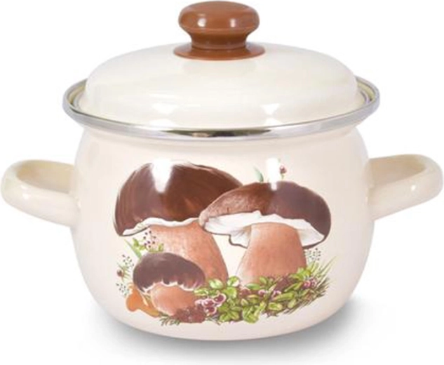 Geëmailleerde kookpot met deksel TORO 2,5 l – paddenstoelen