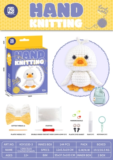 Creatieve set om een knuffel van garen te maken – eendje