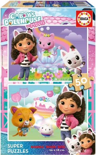 Educa houten puzzels Gabby's Dollhouse 2 × 50 stukjes