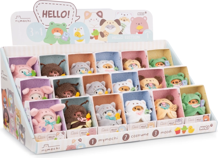 Nici MyMochi Hello – toonbankdisplay met pluchen van 8 cm, 18 stuks assorti