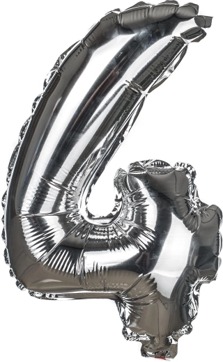 Folieballon cijfer 4, 30 cm – goud of zilver
