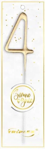 Sterretje cijfer 4, goud 16,5 cm