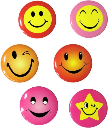 Kleurrijke smiley-badge 3 cm - 1 stuk