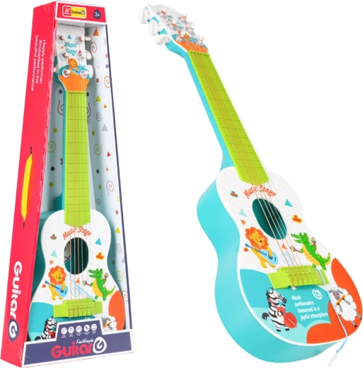 Klassieke kindergitaar met dieren blauw - 1 stuk