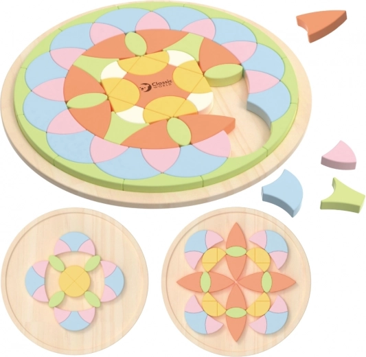 Pastelkleurige mandala Montessori mozaïek bloemen