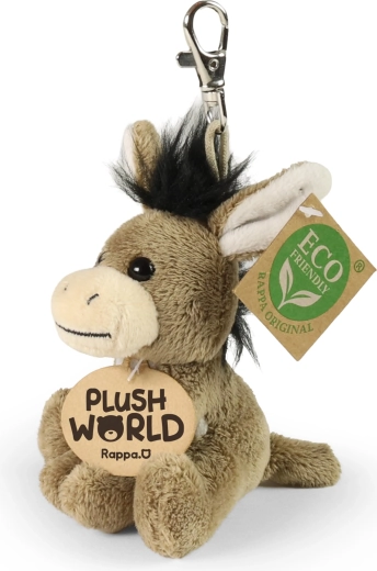 Pluchen sleutelhanger ezel 9 cm Eco-Friendly Plush World