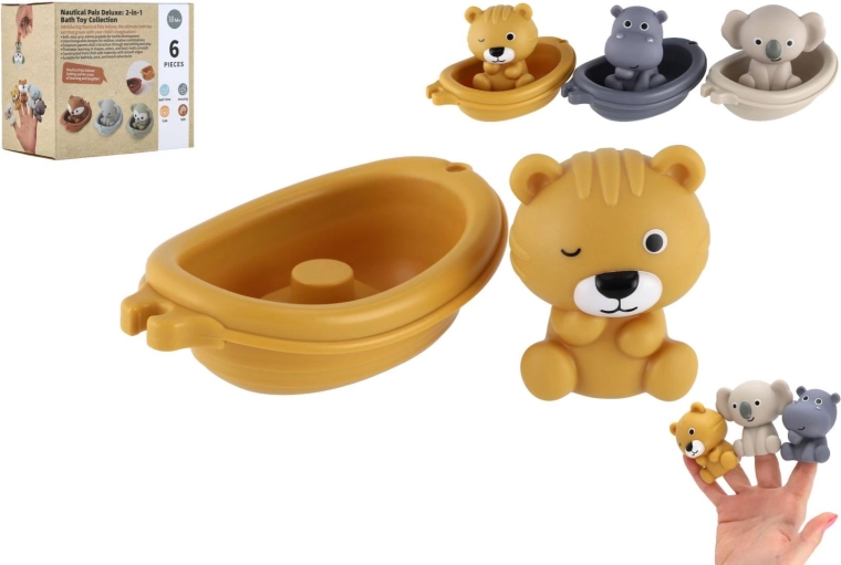 Rubberen bootjes voor in bad met diertjes, set