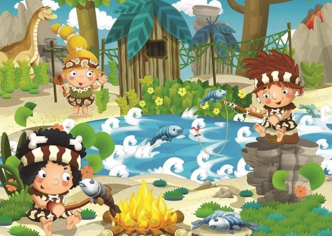 Puzzel Préhistorische Picknick - 100 Stukken