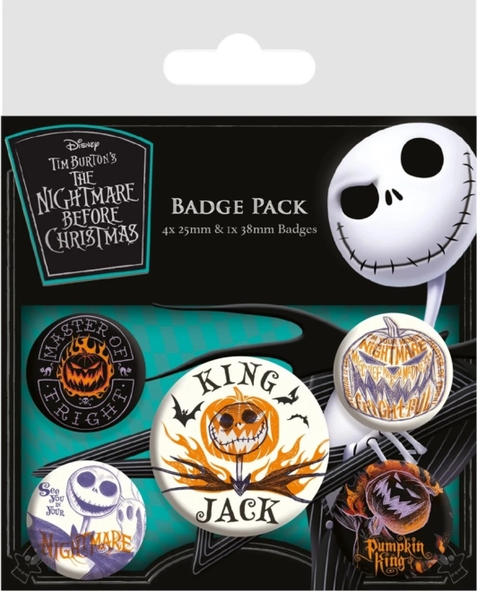 Set badges NIGHTMARE BEFORE CHRISTMAS – 5 stuks (2,5–3,5 cm)