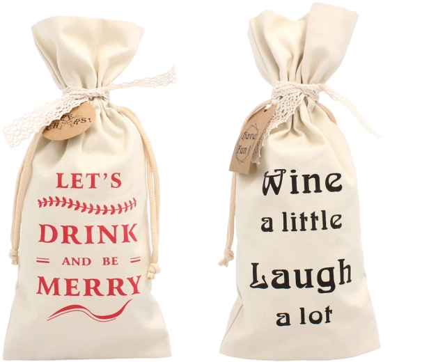 Crèmekleurig cadeauzakje voor fles 15 × 35 cm met trekkoord (verpakking 20 stuks)