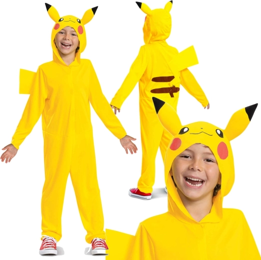 Kinderkostuum POKÉMON Pikachu kigurumi met capuchon (109–126 cm, 4–6 jaar)