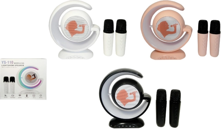 Draadloze karaokeset met halve-maan luidspreker en 2 microfoons