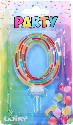 Feestkaars nummer 0 met streepjes