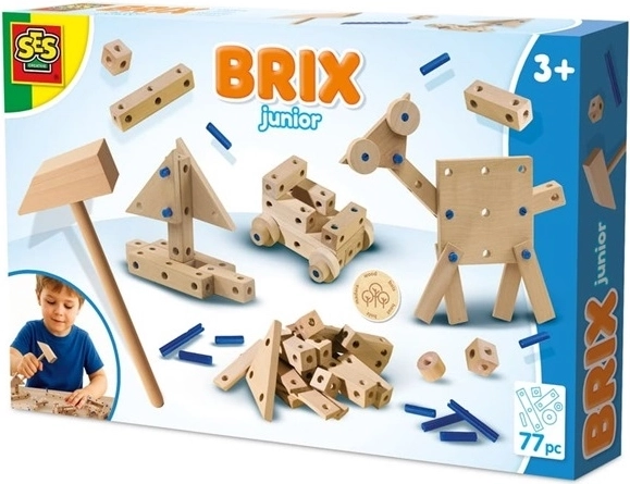 SES Brix junior houten constructieset met hamertje