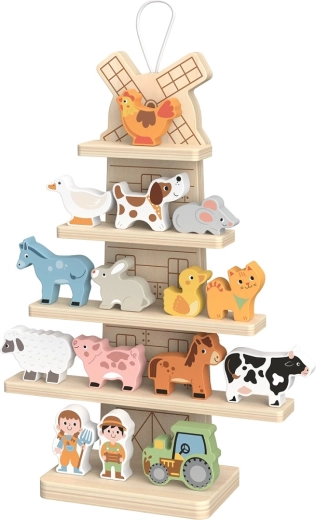 2Kids Toys houten hangende molen met boerderijdieren (boerderij)