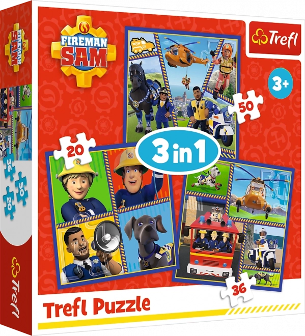 Puzzel 3-in-1 Dag van Brandweerman Sam