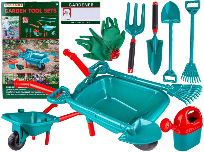 Kindertuinset met kruiwagen en accessoires (18 onderdelen)