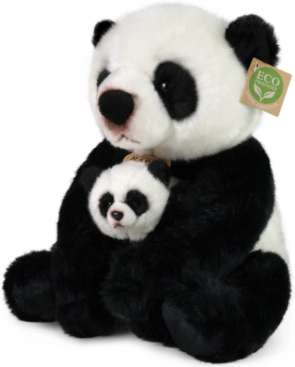 Pluchen panda met jong 27 cm eco‑friendly