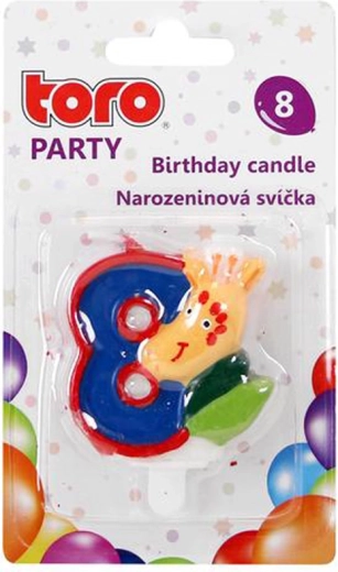 Taartkaars cijfer 8 met giraf, prikbaar, 5 cm