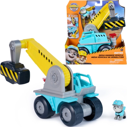 PAW Patrol Rubble & Crew Motor en haar team: transformeerbare bouwtruck met hamer en figuur