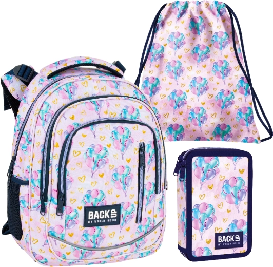 Schoolset BackUP Balloons 3-in-1 (rugzak, gevulde etui, gymtas)