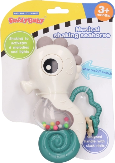 Rammelaar zeepaardje met muziek en licht 16 cm