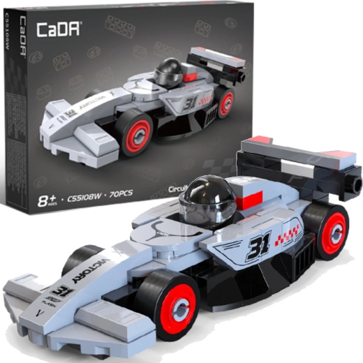 CaDA bouwset raceauto Circuit racing car grijs 70 onderdelen