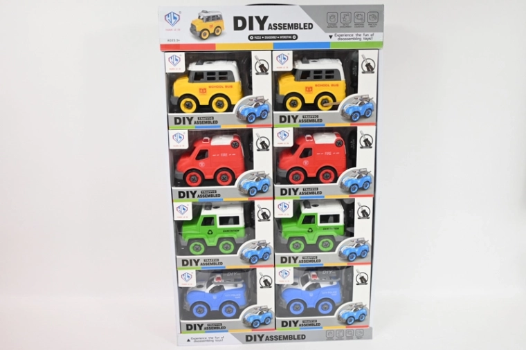 Schroefauto – set van 8 stuks in display