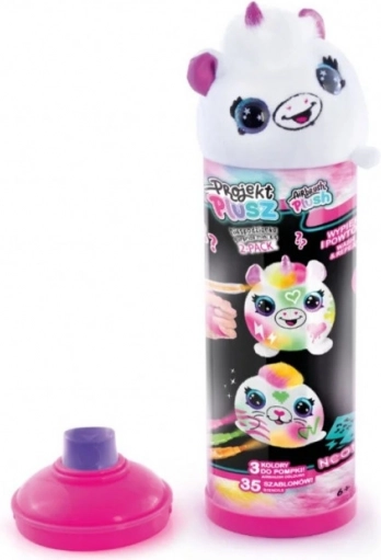Pluche projectset - 2 stuks - NEON - Knuffels met accessoires in een buis