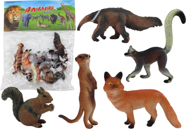 Dierenfiguren 5 Stuks: Eekhoorn, Stokstaartje, Miereneter, Vos, Maki