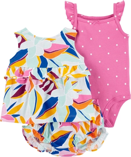 Carter’s 3-delige set voor meisje Multi Floral (romper met bandjes, hemdje en slipje)