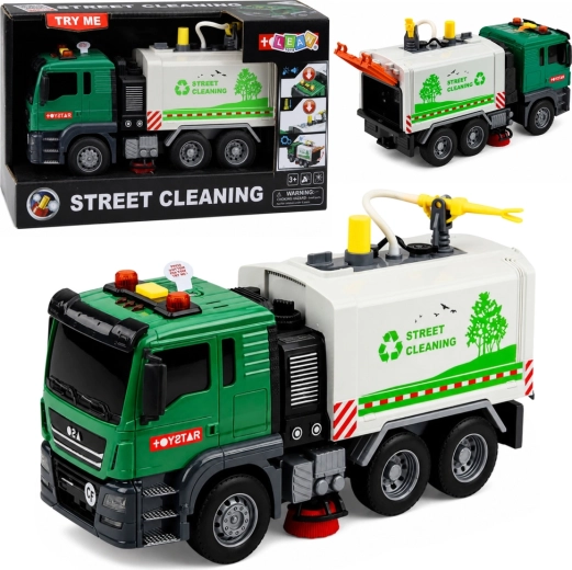 Speelgoed wegveegwagen met licht, geluid en water-sproeifunctie 1:14 - 1 stuk