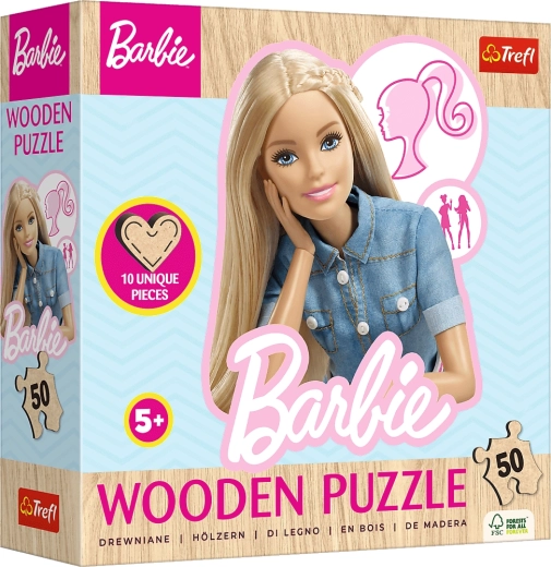 Trefl houten contourpuzzel met Barbie-motief, 50 stukjes