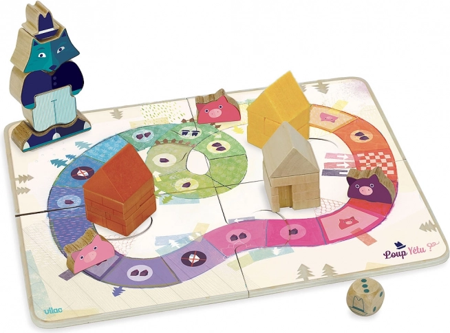 Vilac spel De Drie Biggetjes – coöperatief houten bordspel voor kinderen
