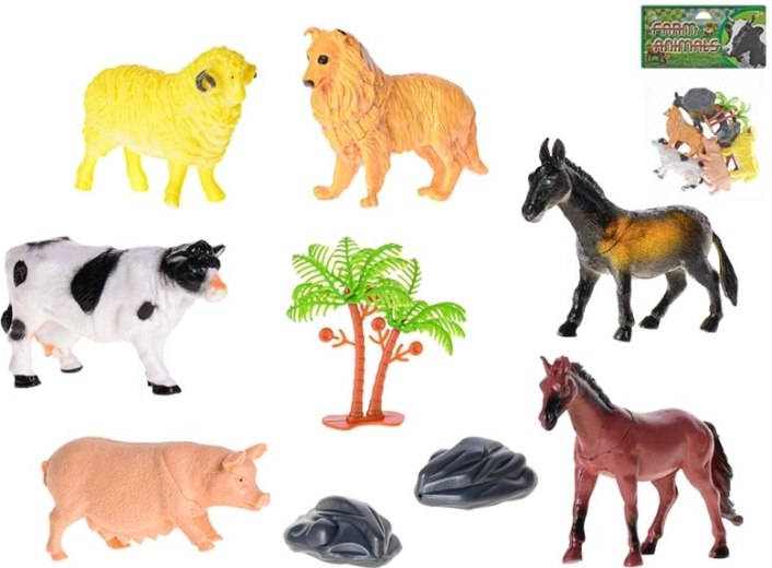 Boerderijdieren set 8–10 cm, 6 stuks met accessoires