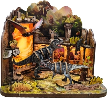 Miniatuurhuisje Dinosauruskasteel – doe-het-zelf set met LED-verlichting
