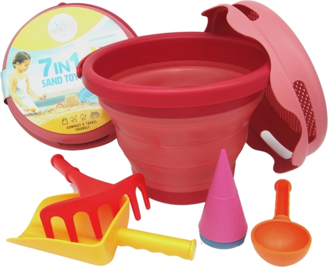Compactoys opvouwbare zandset 7-in-1 rood