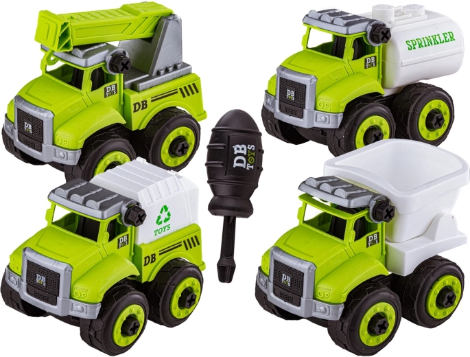 Demonteerbare bouwvoertuigen DB Toys 4-in-1 (36 onderdelen, 4 voertuigen)