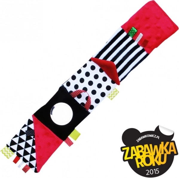 Rood zintuiglijk stoffen boekje voor baby’s