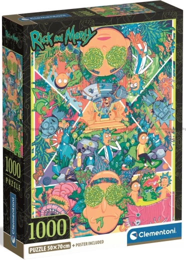Puzzel CLEMENTONI Rick and Morty – psychedelische collage 1000 stukjes