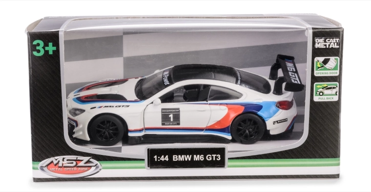 Model BMW M6 GT3 1:44 met openslaande deuren en pull-back mechanisme