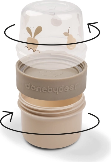 Done by Deer kleine tweedelige snackbox To go 2-way Birdee zandkleurig