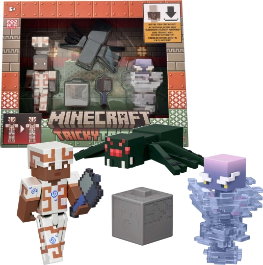 Mattel Minecraft Tricky Trials set met 3 figuren en accessoires met digitale code