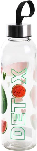 Glazen waterfles Detox 0,5 l met fruitmotief